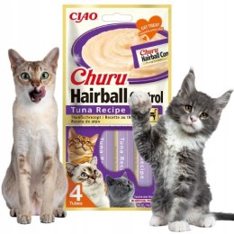 INABA CAT CHURU HAIRBALL TUNA Przysmak dla Kota Tuńczyk 4x14g