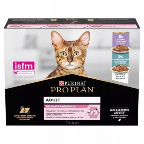 Purina ProPlan Delicate Digestion z indykiem i rybą w sosie 10x85g