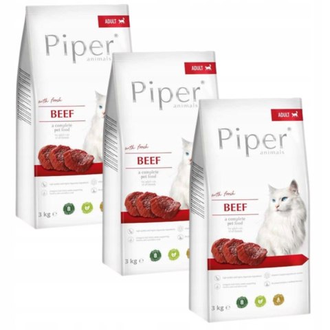 ZESTAW PIPER ADULT CAT BEEF 3X3KG KARMA SUCHA DLA KOTA
