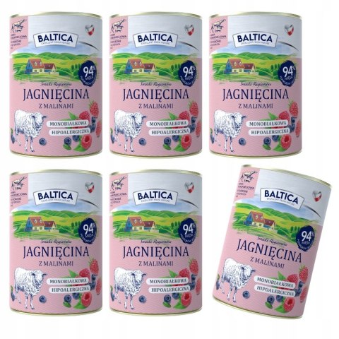 BALTICA 6x400g Karma mokra jagnięcina z malinami