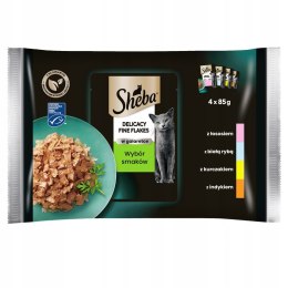Sheba Delicacy Fine Flakes Wybór Smaków 4x85g łosoś białoryby kurczak indyk