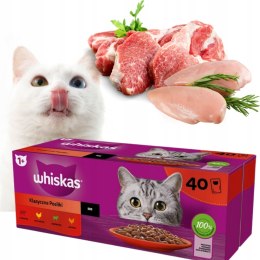 WHISKAS MOKRA KARMA DLA KOTA MIX SMAKÓW W SOSIE SASZETKI 40x85G ZDROWA WIT.