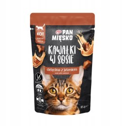 Pan Mięsko Karma mokra dla kota Kawałki w sosie Cielęcina z jeleniem (doros
