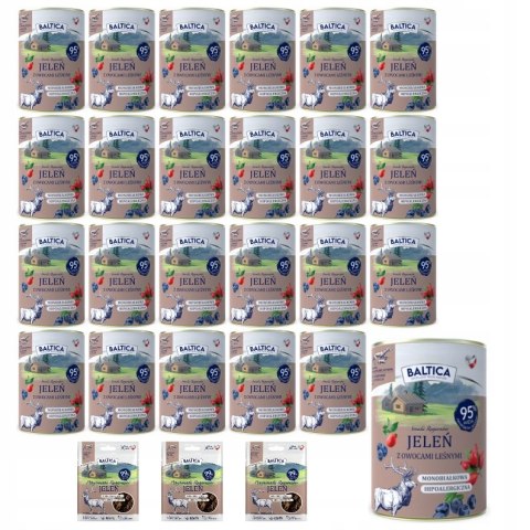 BALTICA JELEŃ Z OWOCAMI LEŚNYMI 24X400 PUSZKI DLA PSA MOKRA KARMA