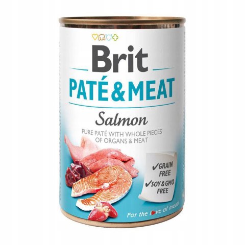 BRIT PATE MEAT SALMON MOKRA KARMA DLA PSA Z ŁOSOSIEM PUSZKA 400G