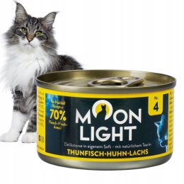 MOONLIGHT DINNER Nr4 Puszka DLA KOTA TUŃCZYK KURCZAK ŁOSOŚ 80g