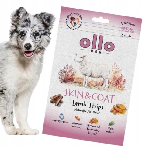 OLLO Air Dried Skin & Coat Lamb Strips 80g - przysmaki z jagnięciny