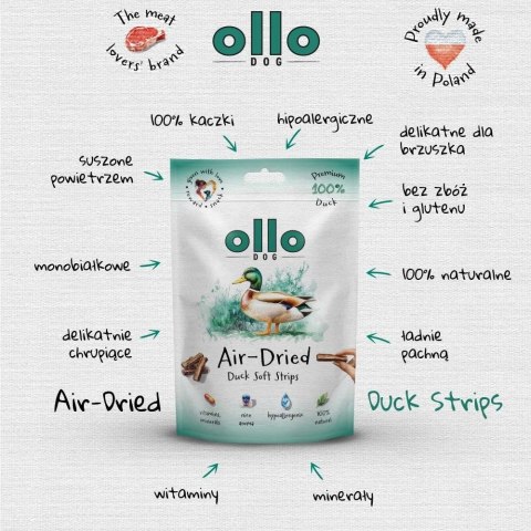 Ollo Air Dried DUCK Strips suszone miękkie paski z kaczki dla psa 80g