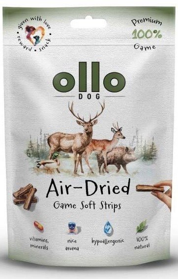 Ollo Air Dried Game Strips suszone miękkie paski z Dziczyzny dla psa 80g