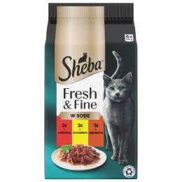 Sheba Fresh&Fine wołowina kurczak jagnięcina w sosie 6x 50g