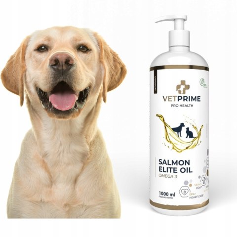 VETPRIME SALMON ELITE OIL Olej z łososia dla PSA i KOTA 1000ML