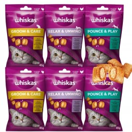 WHISKAS PRZYSMAK DLA KOTA MIX SMAKÓW op. 6x45g ZESTAW CALM SKIN%COAT