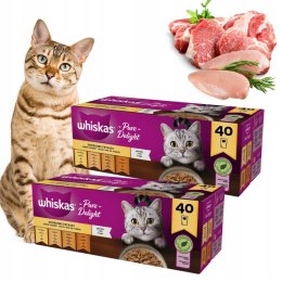 WHISKAS saszetki 2 x 85gx40 Pure Delight DROBIOWE FRYKASY w galarecie