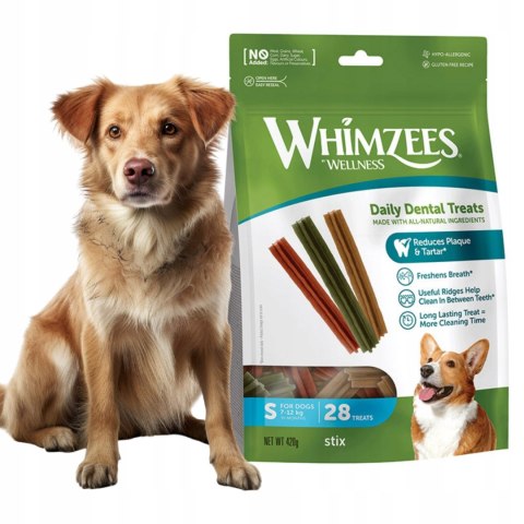Whimzees DENTAL Stix S GRYZAK DLA MAŁYCH, HYPOALERGICZNY WEGE