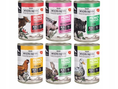 Wiejsjka Zagroda Mix MONO (królik) smaków dla psa dorosłego 12X400