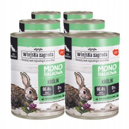 Wiejska Zagroda KRÓLIK Monobiałkowa karma dla psa 6x400