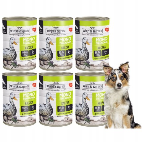 Wiejska Zagroda Karma mokra dla psa Monobiałkowa Kaczka (dorosły) 6x400g