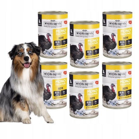 Wiejska Zagroda Monoproteinowa karma puszki Indyk Szczeniak 6x400