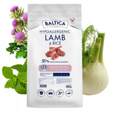 BALTICA ADULT LAMB&RICE M 12KG JAGNIĘCINA DLA RAS ŚREDNICH