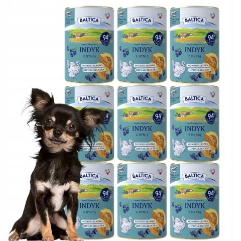 BALTICA MOKRA KARMA ZESTAW NOWCH SMAKÓW 9X400 INDYK Z DYNIA