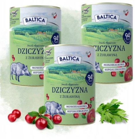BALTICA ZESTAW PUSZEK DZICZYZNA Z ŻURAWINĄ 3X400 MONOPROTEINOWA