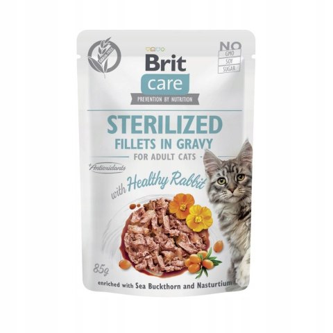 BRIT CARE CAT FILLETS GRAVY STERILIZED RABBIT POUCH 85g