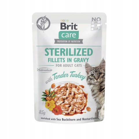 BRIT CARE CAT FILLETS GRAVY STERILIZED TENDER TURKEY POUCH 85g