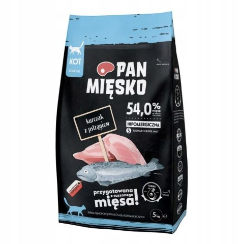 "Pan Miesko KURCZAK Z PSTRAGIEM 5KG KARMA DLA KOTA".