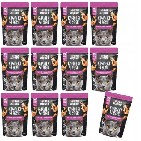 Pan Mięsko SASZETKI mokra karma dla kota KURCZAK Z KREWETKĄ 12x85