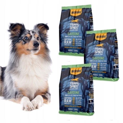 Primal Spirit PÓŁMIĘKKA karma dla PSA Iberian Sardine (Sardynki) 3x1kg