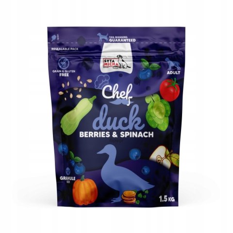 SYTA MICHA Karma sucha CHEF Kaczka 1,5kg SUPERPREMIUM BEZZBOŻOWA
