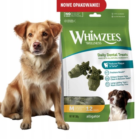 WHIMZEES DENTAL Gryzak Krokodyl Aligator M 12szt ZDOWE ZĘBY WEGE