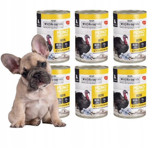 Wiejska Zagroda Monobiałkowa puszka dla szczeniat Indyk Szczeniak 6x400