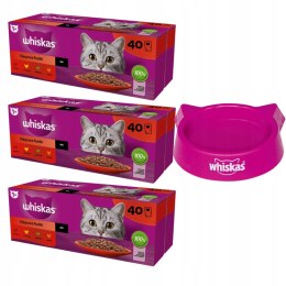 3 BOXY WHISKAS Klasyczne Posiłki drób/janię/woł/sos 120X85G (3X40X85)