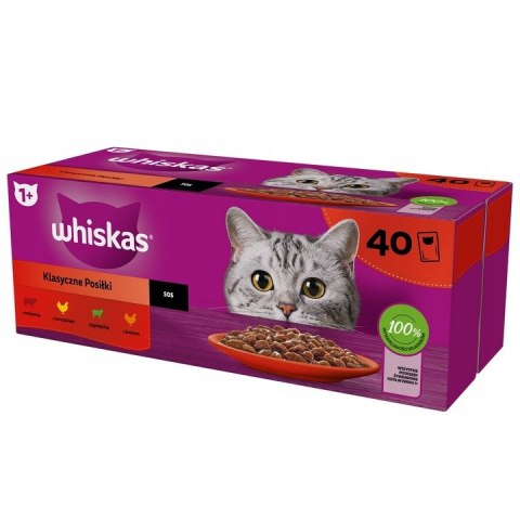 3 BOXY WHISKAS Klasyczne Posiłki drób/janię/woł/sos 120X85G (3X40X85)