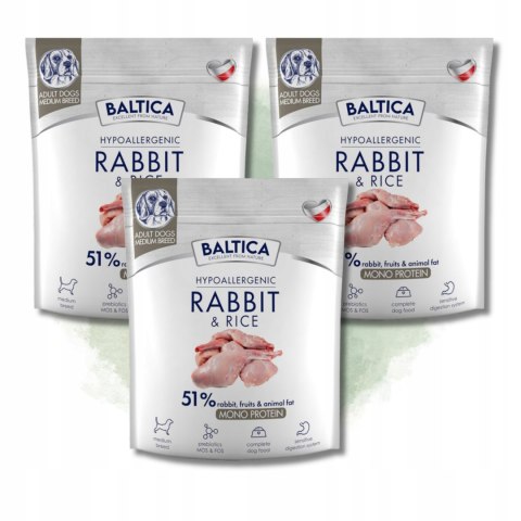 BALTICA ADULT RABBIT RICE karma sucha DLA RAS ŚREDNICH 3X1KG M
