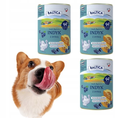 BALTICA MOKRA KARMA ZESTAW NOWCH SMAKÓW 3X400 INDYK Z DYNIĄ