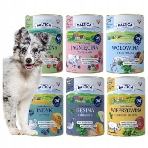 BALTICA MOKRA KARMA ZESTAW NOWCH SMAKÓW 6X400 gęsina jagnięcina dzik