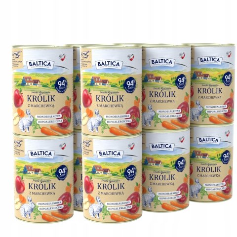 Baltica ZESTAW Karma mokra królik z marchewką 12 x 400g