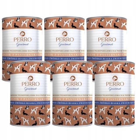 PERRO ZESTAW 6X400 DZIK Z PASTERNAKIEM MONOBIAŁKOWA KARMA PUSZKI
