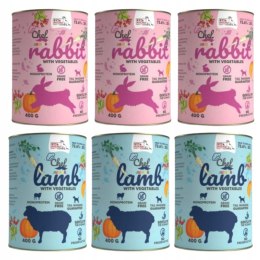 SYTA MICHA ZESTAW JUNIOR dla szczeniąt JAGNIĘCINA I KRÓLIK 6X400g