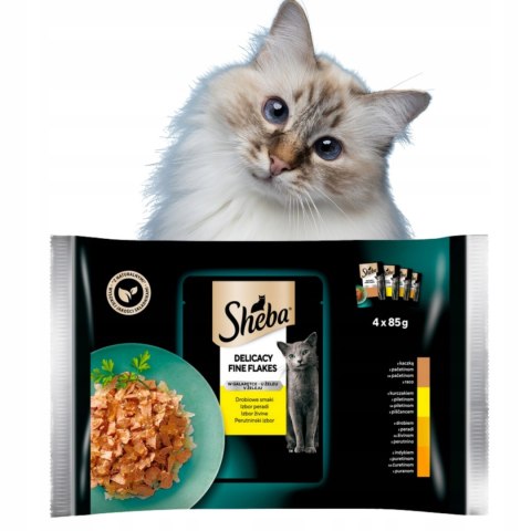 Sheba Delicacy Drobiowe smaki w Galaretce 4x85g pyszne saszetki dla kota