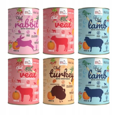 Syta Micha Chef JUNIOR 6X400 ZESTAW KRÓLIK INDYK JAGNIĘCINA CIELĘCINA