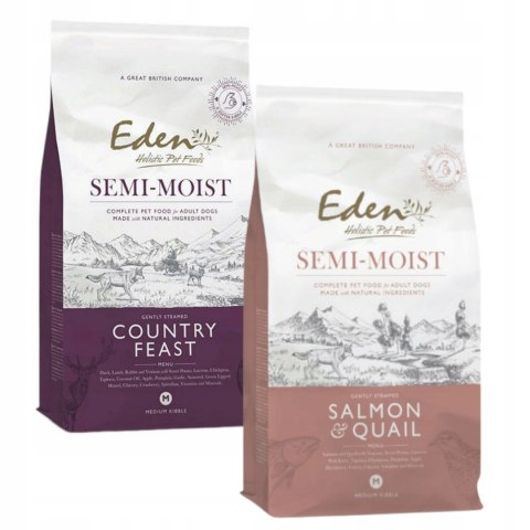 ZESTAW 2X2KG EDEN SEMI MOIST COUNTRY FEAST i SEMI-MOST SALMON QUAIL