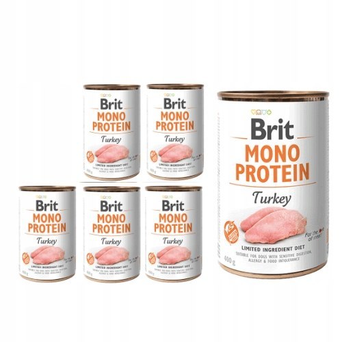Puszki Brit Mono Protein Turkey zestaw 6x 400g