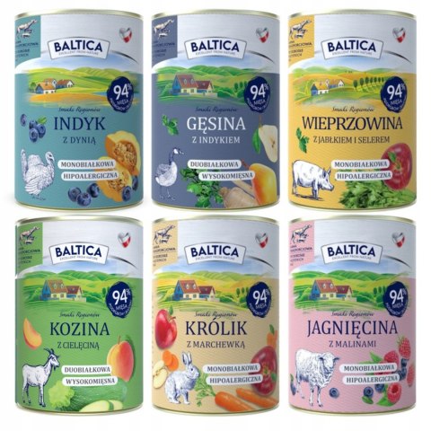 BALTICA PUSZKI MIX WSZYSTKICH SMAKÓW JAGNIĘCINA DZICZYZNA KRÓLIK 6x400