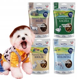 BALTICA Półmiękkie Przysmaki 4x80g najlepsze smaczki KRÓLIK JELEŃ KACZKA