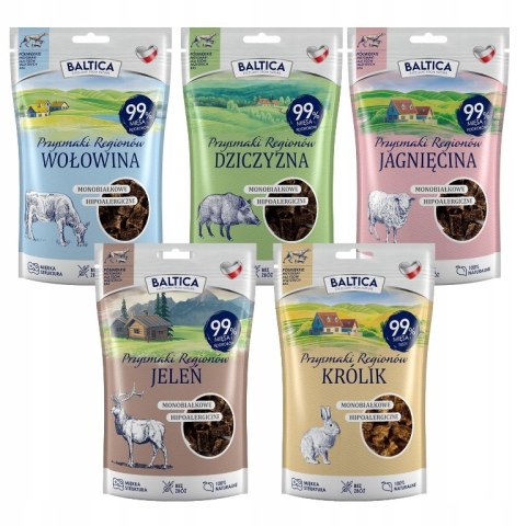 BALTICA Półmiękkie Przysmaki 5x80g MONOPROTEINOWE SMACZKI DLA PSA