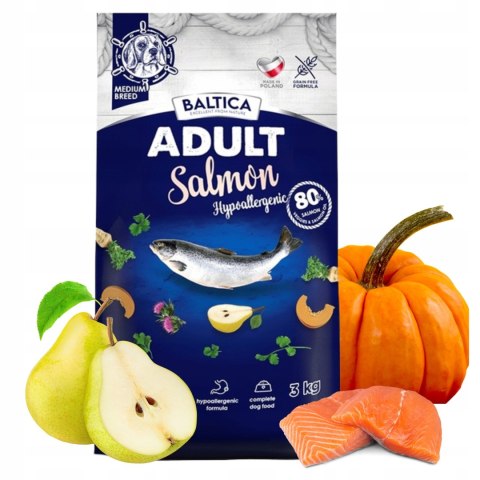 Baltica Adult Salmon Hypoallergenic 3kg karma + Fresh Oil Omega3 200