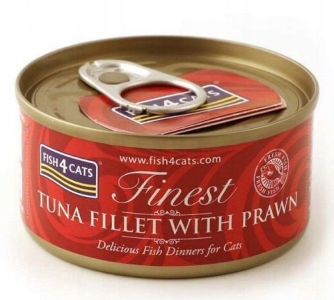 Fish4Cats - Filety Tuńczyka z Krewetkami - Karma mokra dla kota 70g